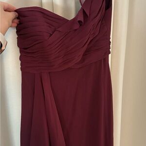 David's Bridal One Shoulder Wine Dress
